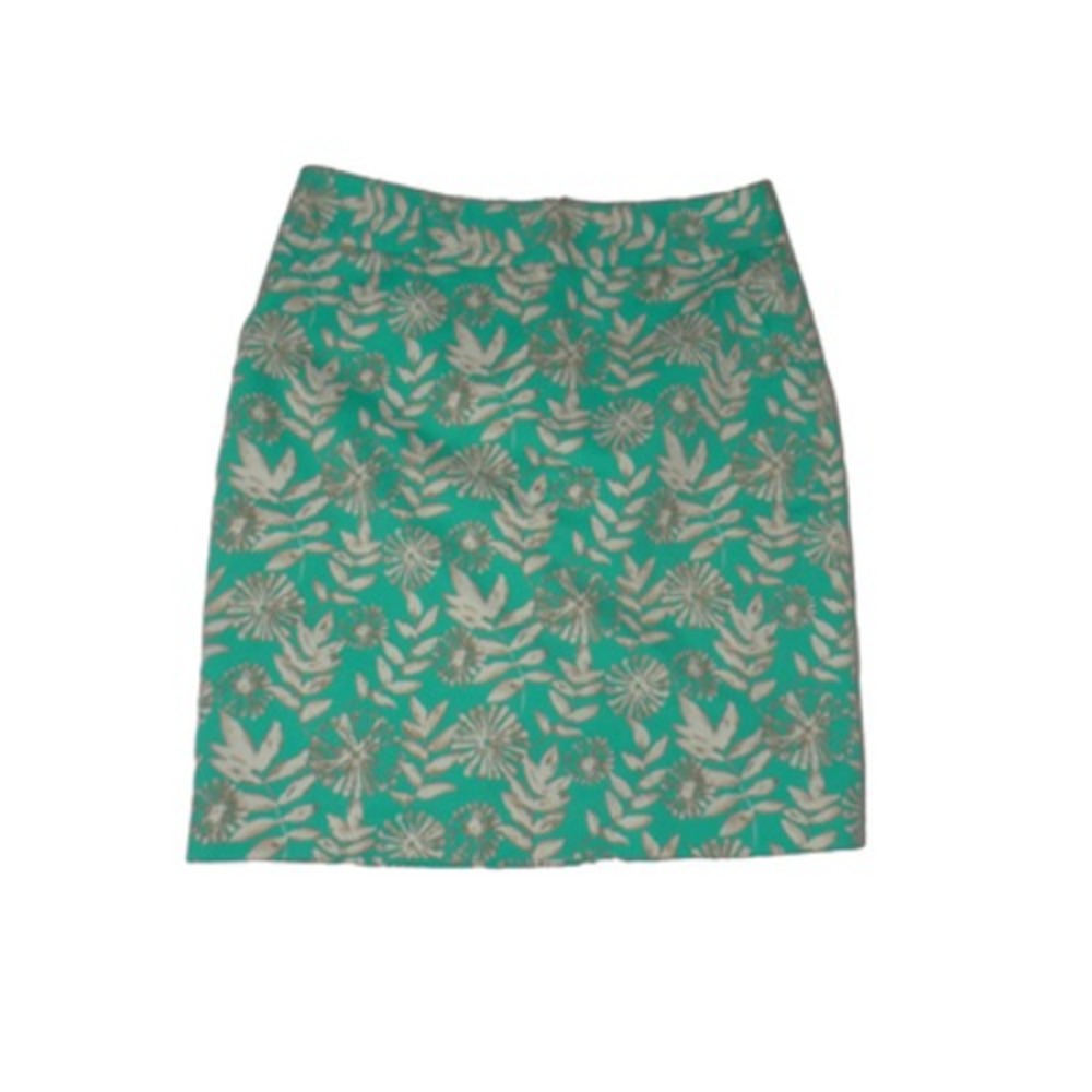 rafaella skirt size 6 turquoise floral pattern cotton blend